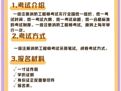 一级消防工程师考试科目时间安排,一级消防工程师考试科目时间