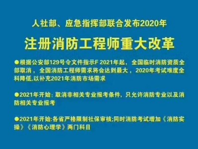 一级消防工程师将取消企业资质报名取消一级消防工程师