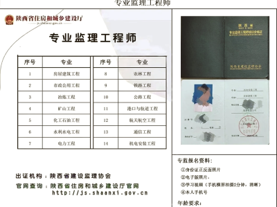 陕西专业监理工程师陕西专业监理工程师查询