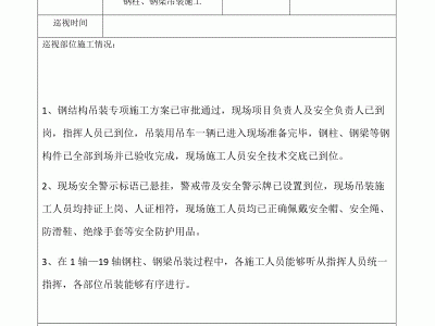 试验监理工程师巡视记录,试验监理工程师巡视记录范本