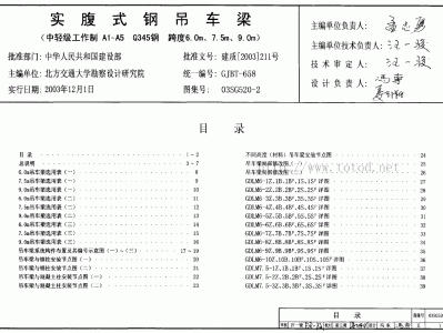 08sg5201钢吊车梁图集吊车梁图集