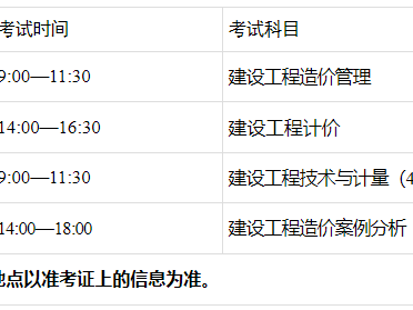 公路造价工程师考试时间公路工程造价师考试共几门