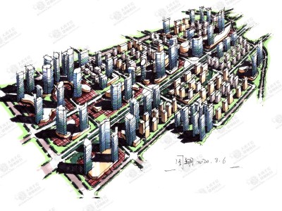 手绘鸟瞰图房子,手绘鸟瞰图