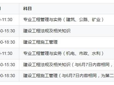 二级建造师考试科目及时间二级建造师考试科目