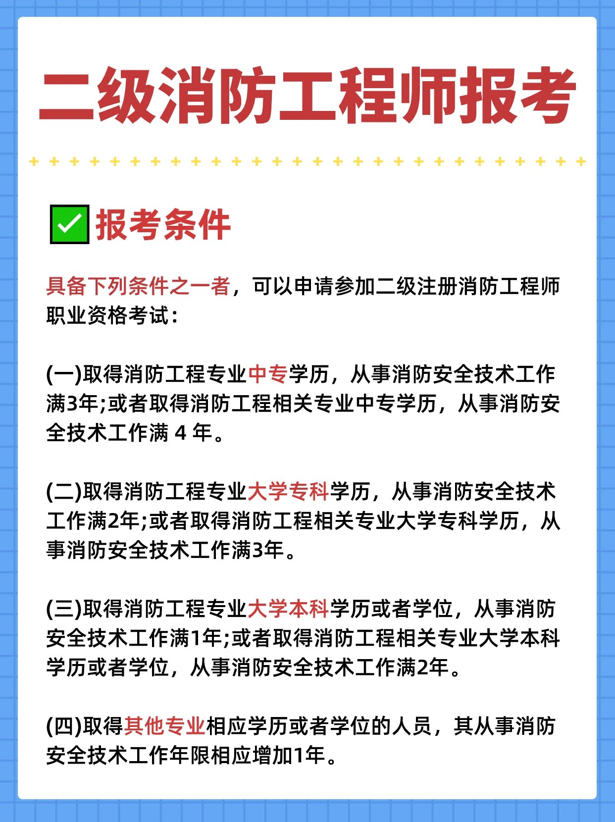 2020年二级消防工程师证报考条件是什么,报考二级消防工程师的条件  第2张