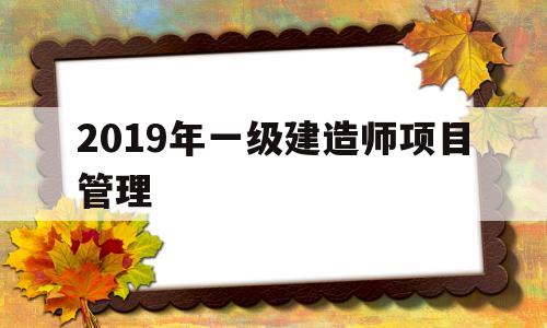 2019年一级建造师项目管理一级建造师项目管理真题  第1张